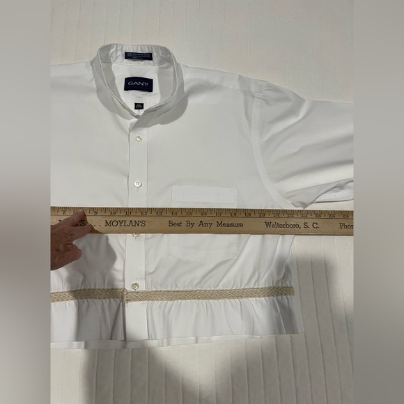 Gant button-down cropped blouse Size S oversized short sleeves White w/trim - Picture 5 of 8